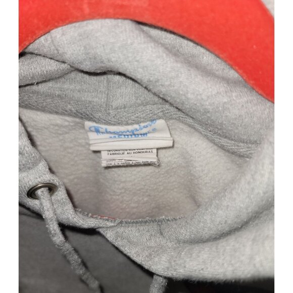 Vintage Heavy Champion Reverse Weave Gray Hoodie With Logo On Sleeve & Chest - Picture 8 of 10